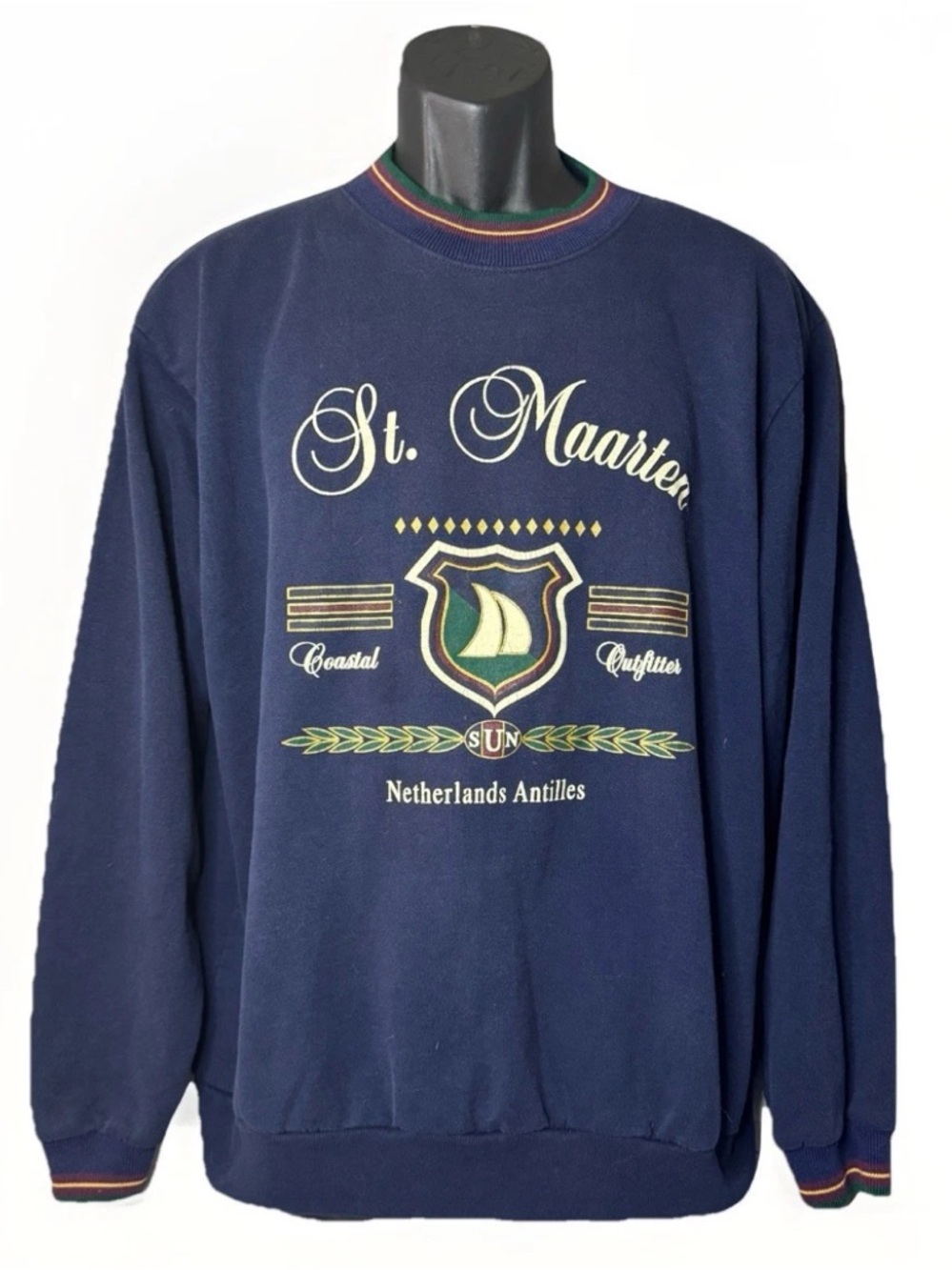 Vintage 90s St. Maarten Single Stitch Crewneck Sweatshirt Blue Men’s Size Large